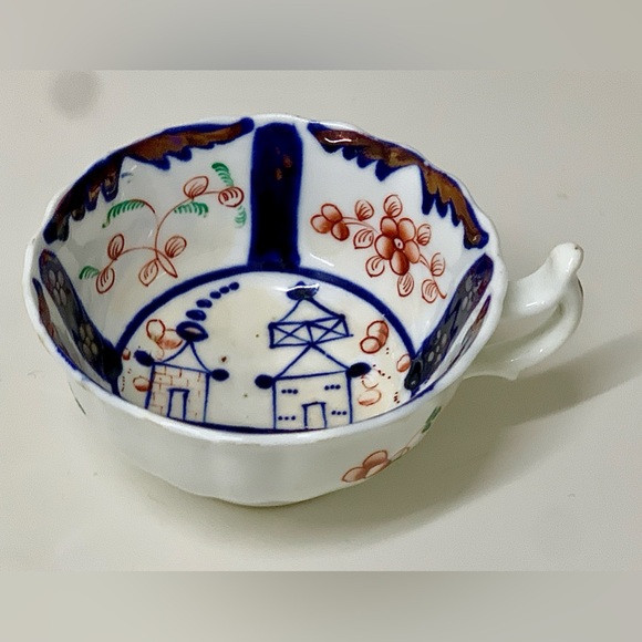 19th Century Antique Gaudy Welsh Village Pattern Hand Painted Luster Teacup Rare - Picture 9 of 16